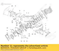 B044834, Piaggio Group, duto anteparo sx aprilia  caponord zd4vk000, zd4vka, zd4vk001, zd4vka01 zd4vkb000, zd4vkb001, zd4vkb003, zd4vkb00x, zd4vkb009 zd4vku00 1200 2013 2014 2015 2016 2017, Novo