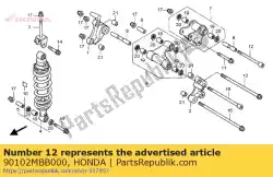 Ici, vous pouvez commander le boulon, douille, 10x110 auprès de Honda , avec le numéro de pièce 90102MBB000: