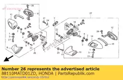 Aqui você pode pedir o espelho assy., r. Voltar * r1 em Honda , com o número da peça 88110MATD01ZD: