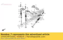 Aqui você pode pedir o eixo, braço oscilante para dentro em Honda , com o número da peça 14441MF5000: