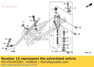 Honda 90145GW3981 parafuso, óleo, 10x22 - Lado inferior