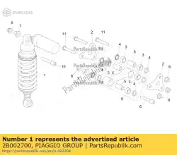 Here you can order the rear shock absorber from Piaggio Group, with part number 2B002700: