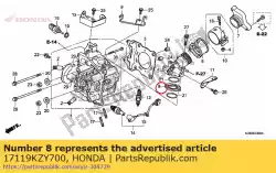 Here you can order the insulator, in. Pipe from Honda, with part number 17119KZY700: