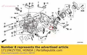 honda 17119KZY700 aislante, tubo de entrada - Lado inferior