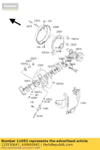 Kawasaki 110530647 suporte, farol er500-c3 - Lado inferior