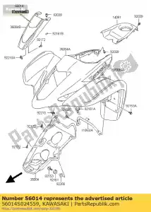 kawasaki 56014S024559 emblema, kawasaki, blanco ksf400-a - Lado inferior