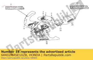 Honda 64402MASE10ZB stripe b, r. lower cowl * - Bottom side