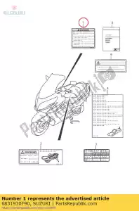 suzuki 6831930F90 label, algemeen w - Onderkant