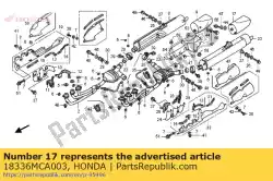Aquí puede pedir pieza, l. Cola de Honda , con el número de pieza 18336MCA003: