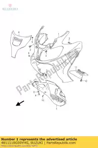 Suzuki 4811110G00YHG shield,leg fron - Bottom side