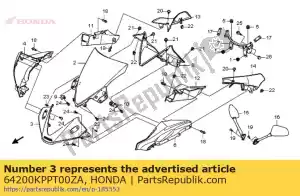 Honda 64200KPPT00ZA conjunto de capucha, fr. superior (wl) - Lado inferior