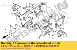 deksel set, r. Onderste kap (w van Honda, met onderdeel nummer 64304MALG30ZC, bestel je hier online: