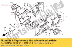 Honda 64304MALG30ZC lid set, r. lower cowl (w - Bottom side