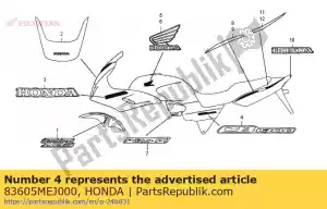 honda 83605MEJ000 emblema, cubierta lateral - Lado inferior