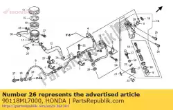 Aqui você pode pedir o parafuso, soquete, 6x20 em Honda , com o número da peça 90118ML7000: