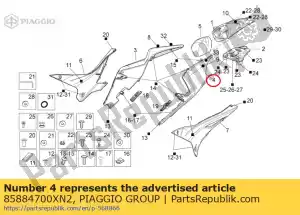 Piaggio Group 85884700XN2 carenado trasero. negro - Lado inferior