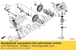 Here you can order the seat, valve spring from Honda, with part number 14775K95A20: