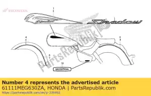 honda 61111MEG630ZA raya a, r. fr. guardabarros * tipo1 * (tipo1) - Lado inferior