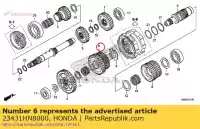 23431HN8000, Honda, vitesse, deuxième arbre intermédiaire (33t / 38t) honda  trx 650 680 2003 2004 2005 2006 2007 2008 2009 2010 2012 2017 2018 2019 2020, Nouveau