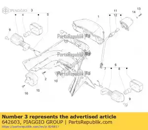 Piaggio Group 642603 indicador de giro traseiro direito - Lado inferior