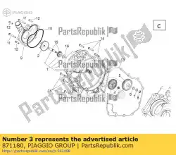 Aqui você pode pedir o engrenagem acionada por bomba de água em Piaggio Group , com o número da peça 871180:
