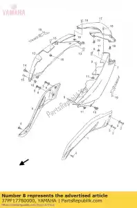 yamaha 37PF17780000 amortiguador, ubicando 1 - Lado inferior