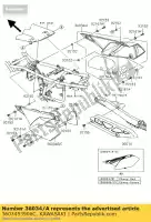 3603453906C, Kawasaki, cover-side-sub, rh, ébène klx250 kawasaki klx 250 2012, Nouveau