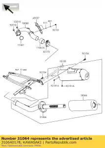 kawasaki 310640178 pipe-comp kx250w9f - Onderkant