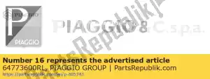 Piaggio Group 64773600RL tira decorativa - Lado inferior