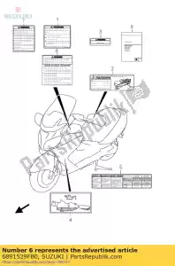 suzuki 6891529FB0 étiquette, moteur st - La partie au fond