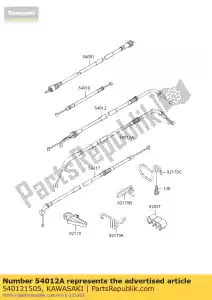 kawasaki 540121505 kabel-gasklep, closin zx1100-d - Onderkant