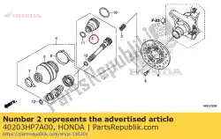 Aqui você pode pedir o bota, eixo da hélice cov em Honda , com o número da peça 40203HP7A00: