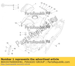 Aprilia B0434760000XN1, Pokrywa zbiornika paliwa. czarny, OEM: Aprilia B0434760000XN1