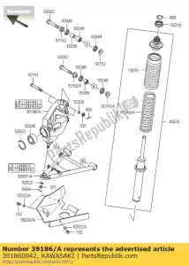 kawasaki 391860042 knuckle, fr, rh kvf650d6f - Lado inferior