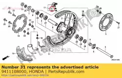 Ici, vous pouvez commander le rondelle, ressort, 8mm auprès de Honda , avec le numéro de pièce 9411108000: