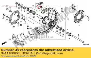 honda 9411108000 washer, spring, 8mm - Bottom side