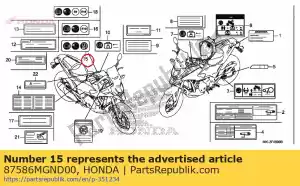 honda 87586MGND00 label, fuel & drive - Bottom side