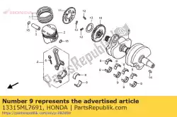 Aqui você pode pedir o rolamento c, lado do virabrequim (marrom) em Honda , com o número da peça 13315ML7691: