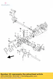 Suzuki 2551044100 eje, cambio de marchas - Lado inferior