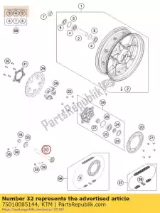 ktm 75010085144 eje de rueda trasero cpl. - Lado inferior