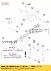 Ici, vous pouvez commander le pompe à eau rep. Kit 09-13 auprès de KTM , avec le numéro de pièce 60035055010: