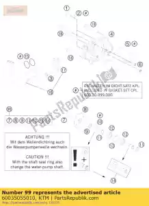 ktm 60035055010 representante da bomba de água. kit 09-13 - Lado inferior