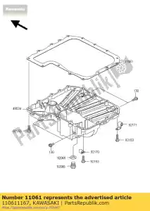 Kawasaki 110611167 gasket,oil pan - Bottom side