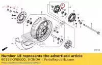 90128KWB600, Honda, bullone prigioniero 8x18 honda  (d) japan jc61-100 125 2013 2017 2018 2019 2020, Nuovo