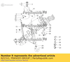 Piaggio Group 621311 tubo de retorno del tanque enfriador - Lado inferior