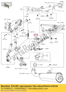 Kawasaki 321090021 quadro de alça, suporte central - Lado inferior