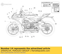 2H004234, Aprilia, naklejka pinna rossa dx carena inferiore, Nowy