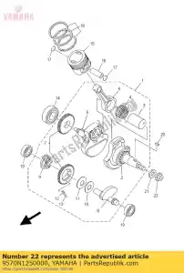 yamaha 9570N1250000 nut, flange - Bottom side