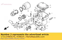 Aquí puede pedir composición corporal, filtro de aire de Honda , con el número de pieza 17211HN5670: