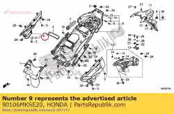 Aquí puede pedir cubierta r guardabarros b de Honda , con el número de pieza 80106MKSE20: